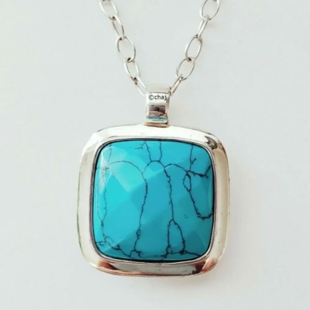 Anthology Sterling Silver Turquoise Quartz Reversible Necklace